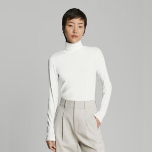 NWT Everlane supima micro rib white turtleneck XXS‎